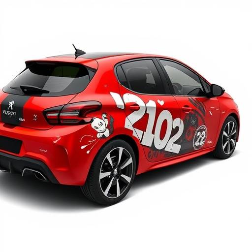 Peugeot 208 2022 com adesivos estilizados e detalhes em vinil preto fosco