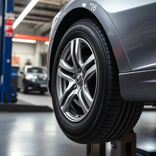 Pneu de carro sendo substitu&radic;&ne;do em uma oficina mec&radic;&cent;nica.